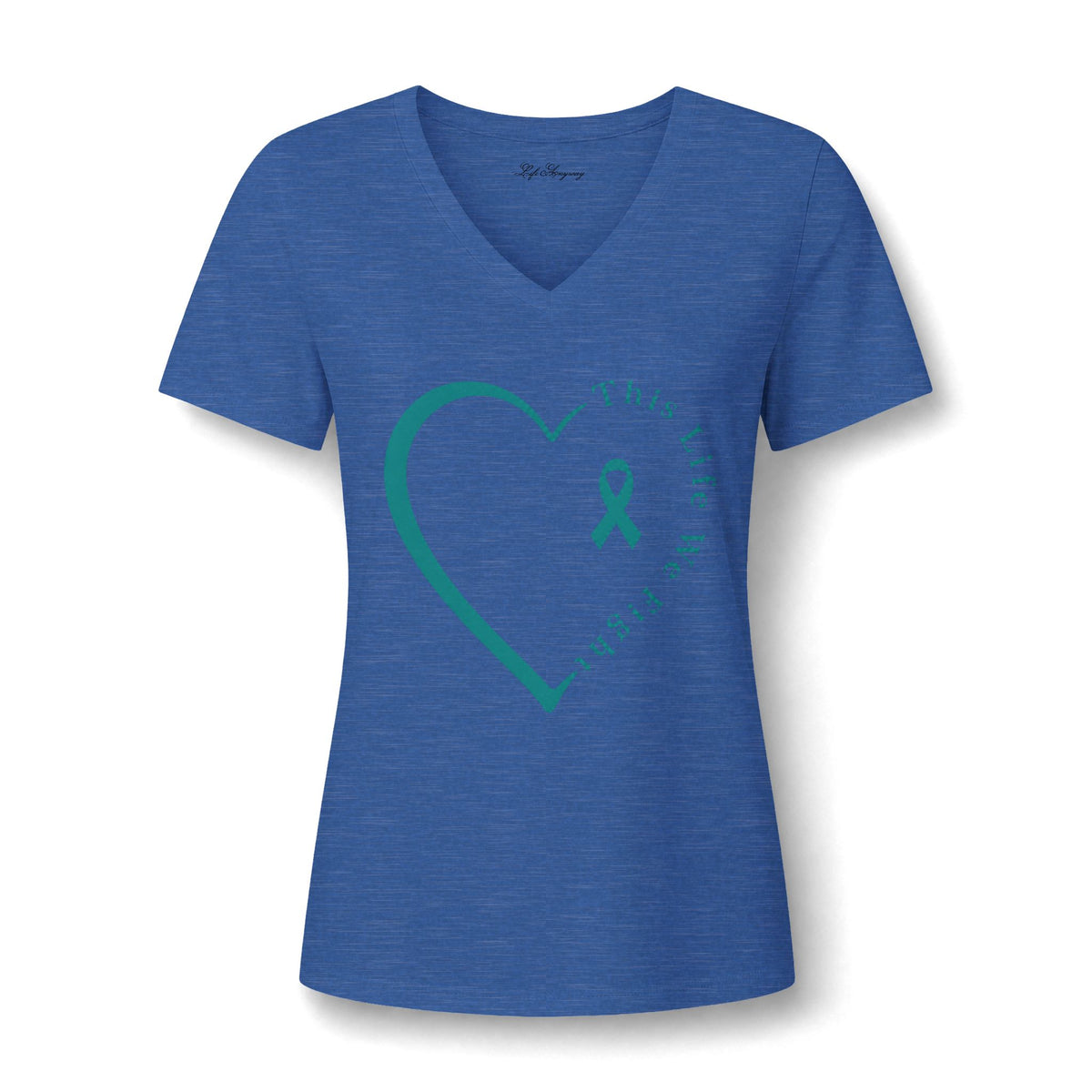 We Fight Heart V-Neck Tee - Ovarian Cancer awareness